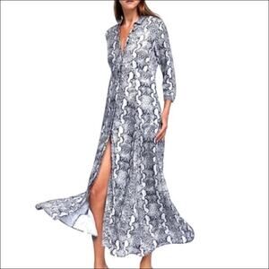 Zara Woman Blogger Favorite Black and White Snakeskin Print Long Dress Size XS